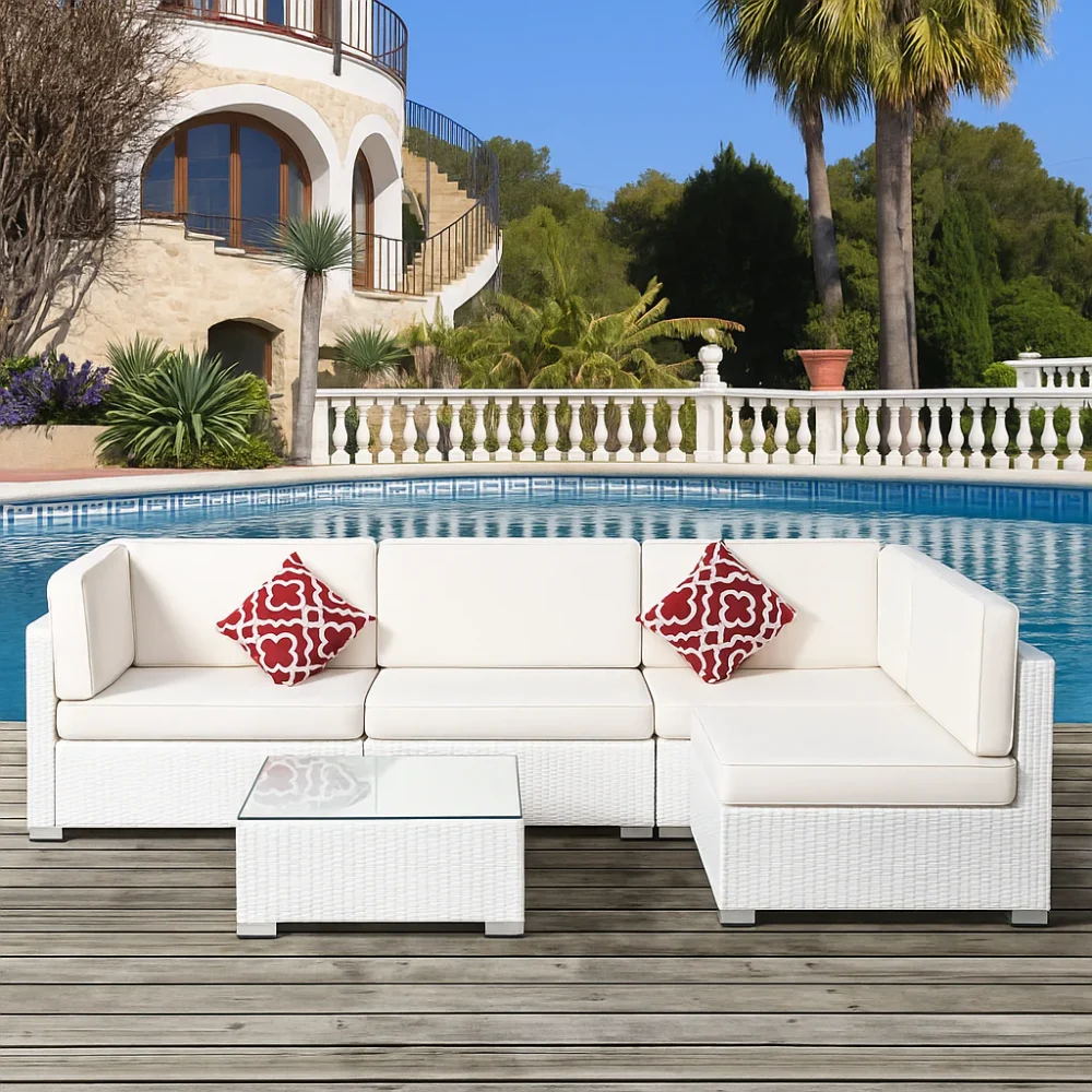 Rattan L Shape Sofa Set - Image 3