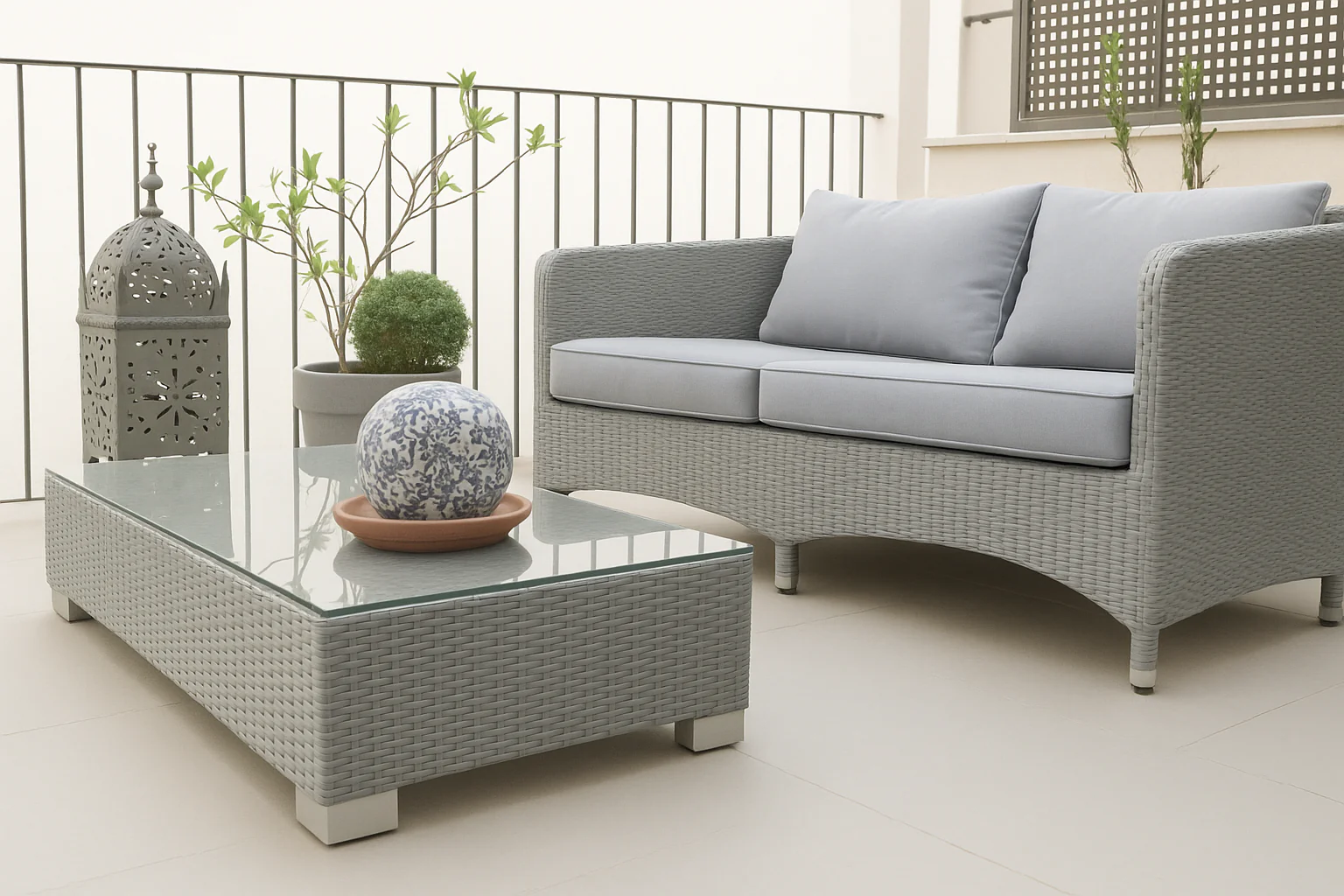 Rattan Two Seater Sofa Set